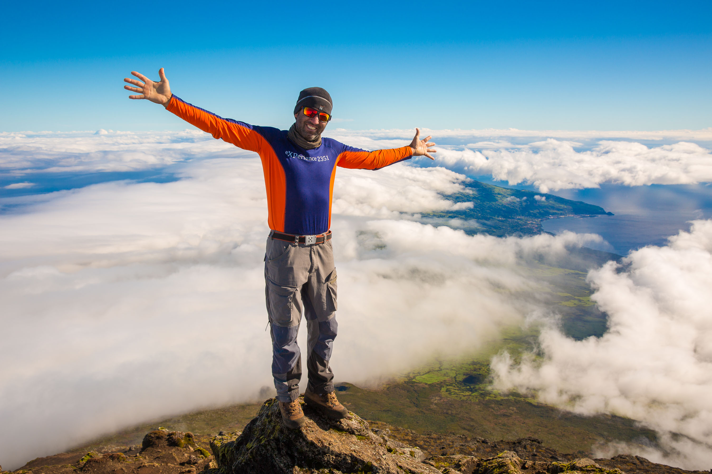 Portrait of guide on Mount Pico summit, Azores